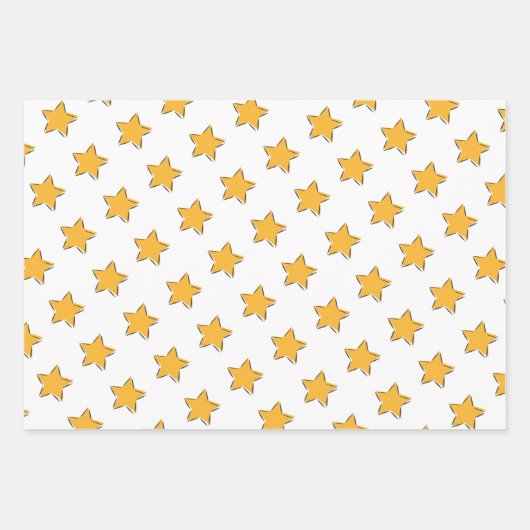 Eid Mubarak Kids Yellow Star Wavy Muster Zitat Geschenkpapier Set (Vorderseite 2)