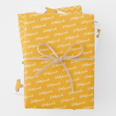 Eid Mubarak Kids Yellow Star Wavy Muster Zitat Geschenkpapier Set (Beispiel)