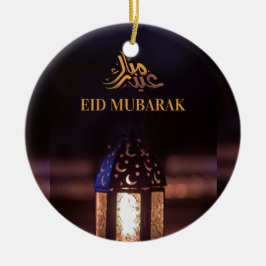 Eid Mubarak Lantern Glow Arabic Calligraphy Art Keramik Ornament