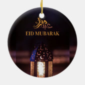 Eid Mubarak Lantern Glow Arabic Calligraphy Art Keramik Ornament (Hinten)