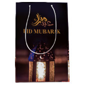 Eid Mubarak Lantern Glow Arabic Calligraphy Art Mittlere Geschenktüte (Vorderseite)