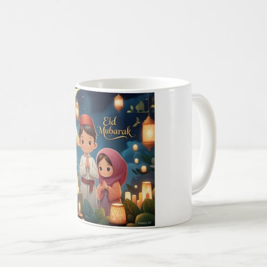 Eid Mubarak Lantern Night Scene Kaffeetasse (VorderseiteRechts)