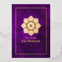 Eid Mubarak Lila und Gold Folien Feiertagskarte