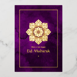 Eid Mubarak Lila und Gold Fossiliday Card Folien Feiertagskarte