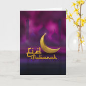 Eid Mubarak - Lila und Gold Karte (Gelbe Blume)