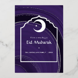 Eid Mubarak Lila und Silver Agate Foliday C Folien Feiertagskarte