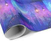 Eid Mubarak Magic Arabian Abende Halbmond Blaue Ku Geschenkpapier (Rolleneckpunkt)