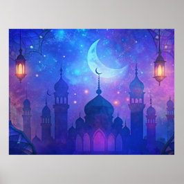 Eid Mubarak Magic Arabian Nights Crescent Farben Poster