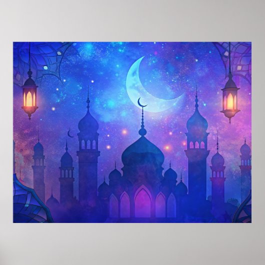 Eid Mubarak Magic Arabian Nights Crescent Farben Poster (Vorne)