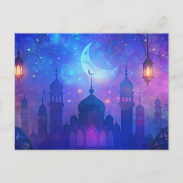Eid Mubarak Magic Arabian Nights Crescent Farben Postkarte