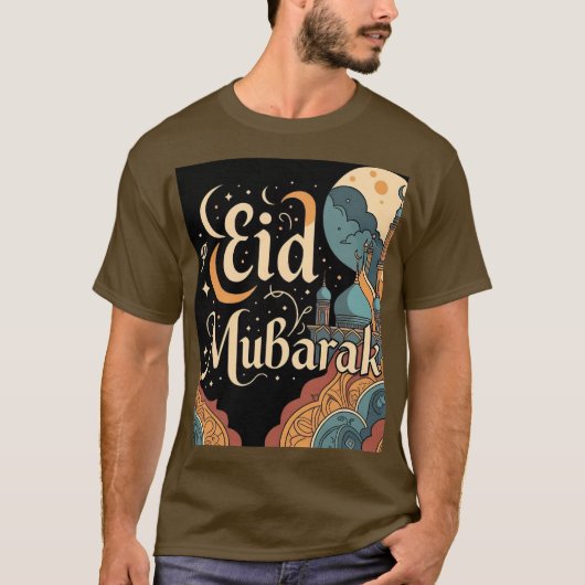 Eid Mubarak Mens Tshirt mit eleganter Moschee (Vorderseite)