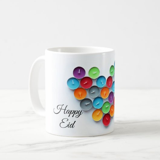 Eid Mubarak mit bunter Kerzen Tasse (Vorderseite Links)