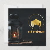 Eid Mubarak mit schwarzer Laternenkarte Feiertagskarte (Vorderseite)