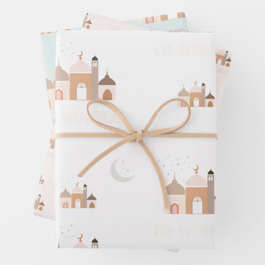 Eid Mubarak Modern Wrapping Paper Set 3 Geschenkpapier Set (Beispiel)