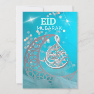 Eid Mubarak Mond mit arabischer Kalligrafie-Grußka Feiertagskarte