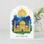 Eid Mubarak Moschee Card Einladung (Stehend Vorderseite)