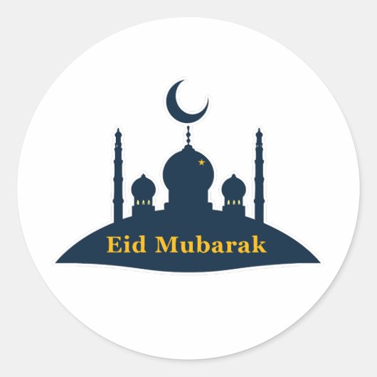 Eid Mubarak Moschee Halbmond Aufkleber (Vorderseite)