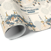 Eid Mubarak-Moschee-Laternen-Illustration-Kunst Geschenkpapier (Rolleneckpunkt)