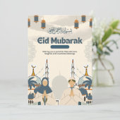 Eid Mubarak-Moschee-Laternen-Illustrationskunst Feiertagskarte (Stehend Vorderseite)
