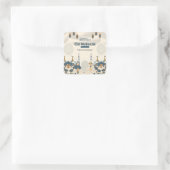 Eid Mubarak-Moschee-Laternen-Illustrationskunst Quadratischer Aufkleber (Tasche)