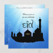 Eid Mubarak Moschee mit Sunrays - Party Einladung (Vorne/Hinten)