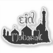 Eid Mubarak Moschee mit Typografie Aufkleber (Vorderseite)