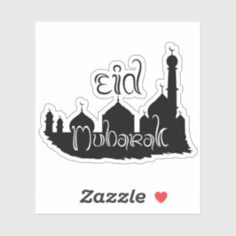 Eid Mubarak Moschee mit Typografie Aufkleber