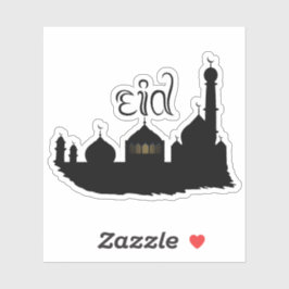 Eid Mubarak Moschee mit Typografie Aufkleber