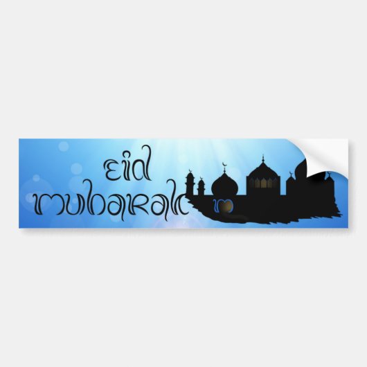 Eid Mubarak Moschee mit Typografie Autoaufkleber (Vorne)