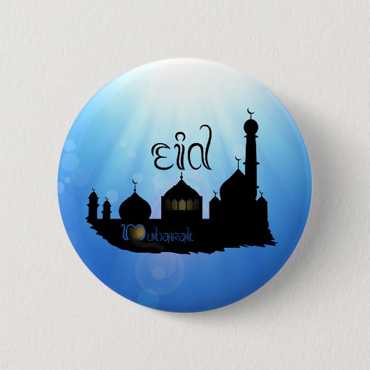 Eid Mubarak Moschee mit Typografie Button (Vorderseite)