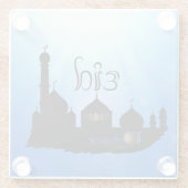 Eid Mubarak Moschee mit Typografie Glasuntersetzer (Rückseite)