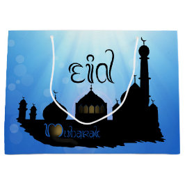 Eid Mubarak Moschee mit Typografie Große Geschenktüte