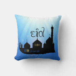 Eid Mubarak Moschee mit Typografie Kissen