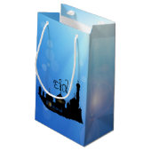 Eid Mubarak Moschee mit Typografie Kleine Geschenktüte (Rückseite Schrägansicht)