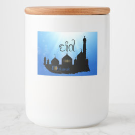 Eid Mubarak Moschee mit Typografie Lebensmitteletikett