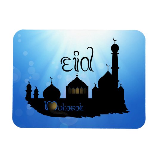 Eid Mubarak Moschee mit Typografie Magnet (Horizontal)