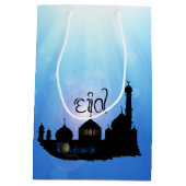 Eid Mubarak Moschee mit Typografie Mittlere Geschenktüte (Rückseite)