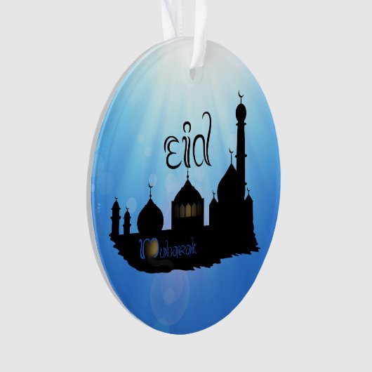 Eid Mubarak Moschee mit Typografie Ornament (Vorderseite)