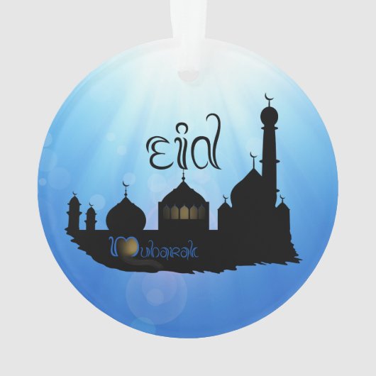 Eid Mubarak Moschee mit Typografie Ornament (Rückseite)