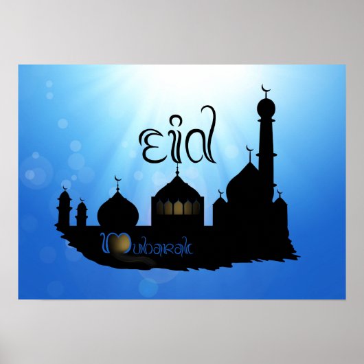 Eid Mubarak Moschee mit Typografie Poster (Vorne)