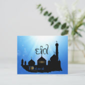 Eid Mubarak Moschee mit Typografie Postkarte (Stehend Vorderseite)