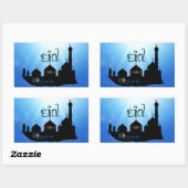 Eid Mubarak Moschee mit Typografie Rechteckiger Aufkleber (Blatt)
