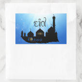 Eid Mubarak Moschee mit Typografie Rechteckiger Aufkleber (Tasche)