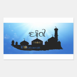 Eid Mubarak Moschee mit Typografie Rechteckiger Aufkleber