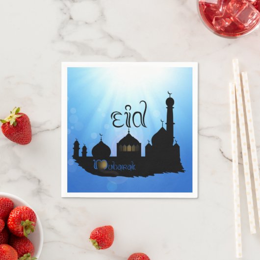 Eid Mubarak Moschee mit Typografie Serviette (Beispiel)