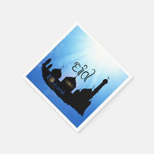 Eid Mubarak Moschee mit Typografie Serviette (Ecke)