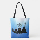 Eid Mubarak Moschee mit Typografie Tasche (Rückseite)