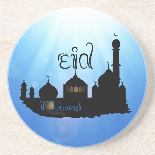 Eid Mubarak Moschee mit Typografie Untersetzer (Vorne)