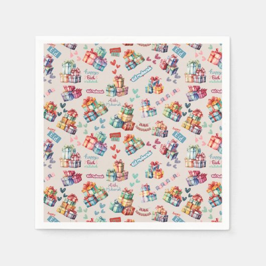 Eid Mubarak Napkins – Colourful Gift Boxes Serviette (Vorderseite)