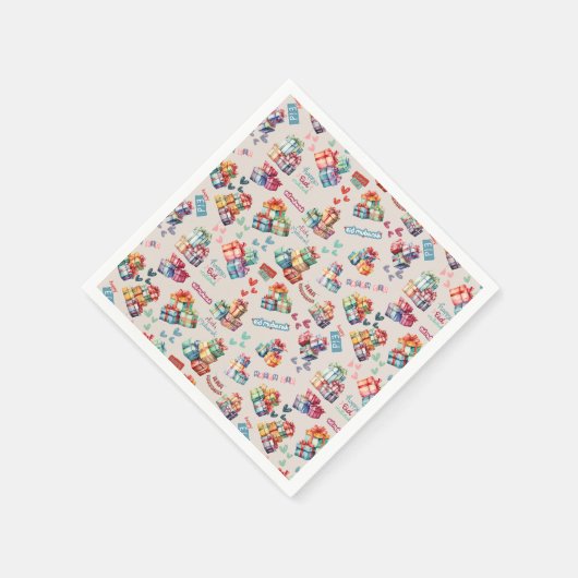 Eid Mubarak Napkins – Colourful Gift Boxes Serviette (Ecke)